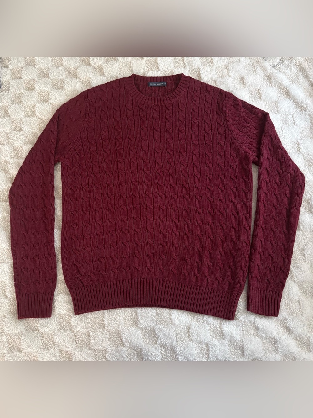 Brandy Melville Burgundy Martha Sweater One Size (S/M) Cable Knit Crewneck